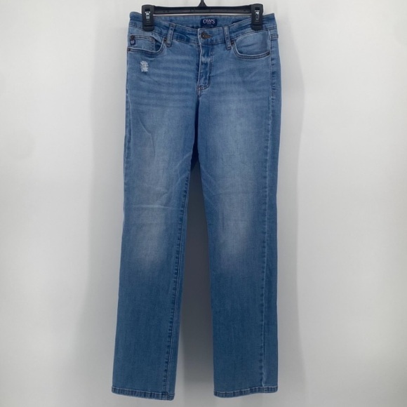 Chaps | NWOT Women’s Mid Rise Straight Denim‎ Medium Wash Blue Jeans | Sz 6/28 | - Picture 2 of 10